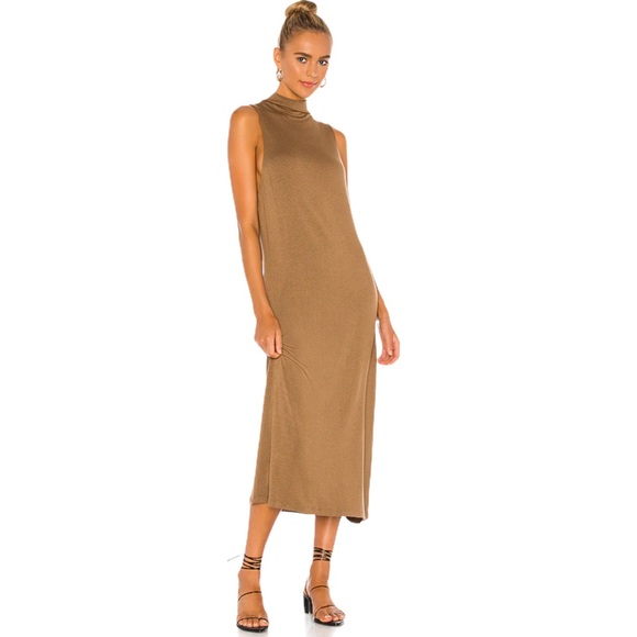 Vince Dresses & Skirts - Vince Sleeveless Mock Neck MIdi Sheath Dress Oak